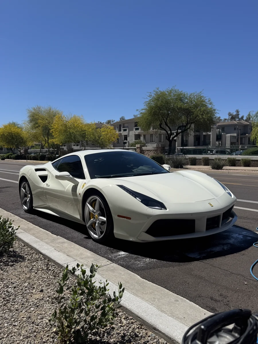 White Ferrari after full Spence detail